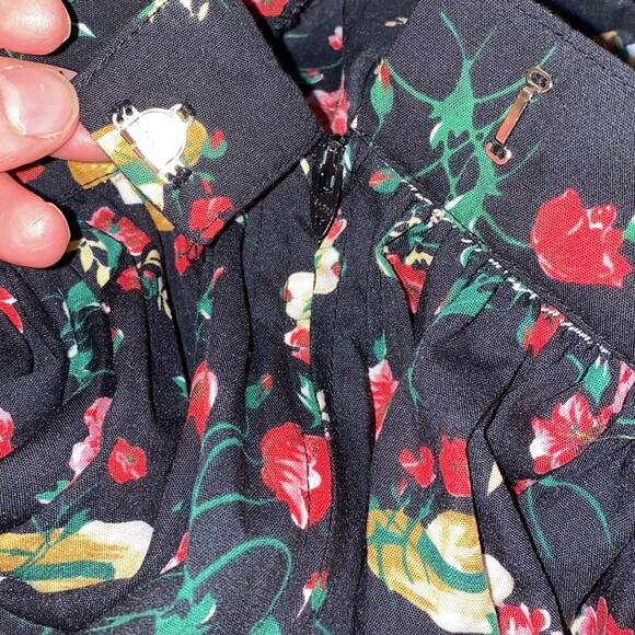 Vintage High Waist A-Line Midi Skirt w/ Floral & Hat All Over Print & Lace Sz Sm - Picture 5 of 7